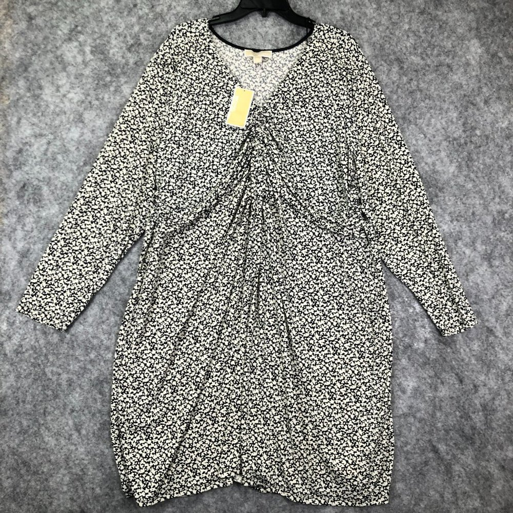 MICHAEL Michael Kors Dress Size 3X Sheath Printed Career Cocktail Knit Leaf